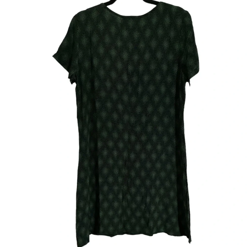Vintage Carole Little Mini dress Geometric design Neon Kelly Green Black Size 12 - Picture 4 of 7